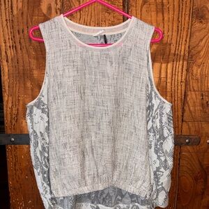 Elegant White and Gray Sleeveless Top